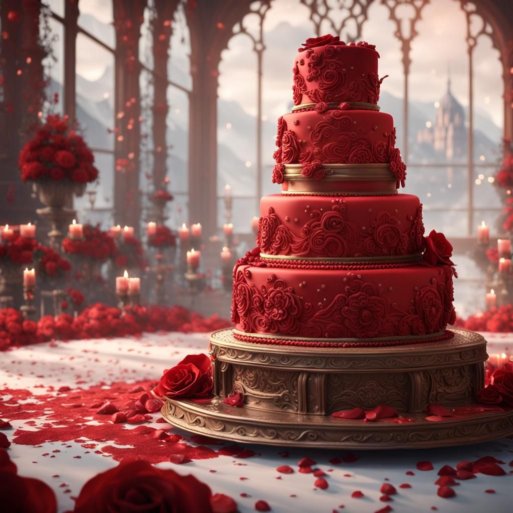 Red beautiful wedding cake