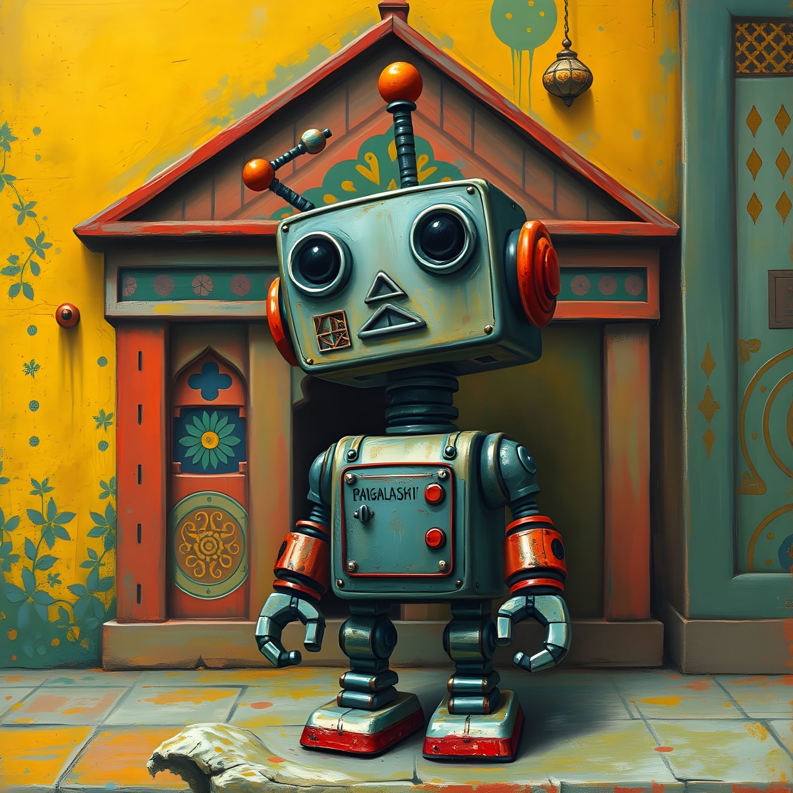 Bangladeshi Robot in Vibrant Gouache