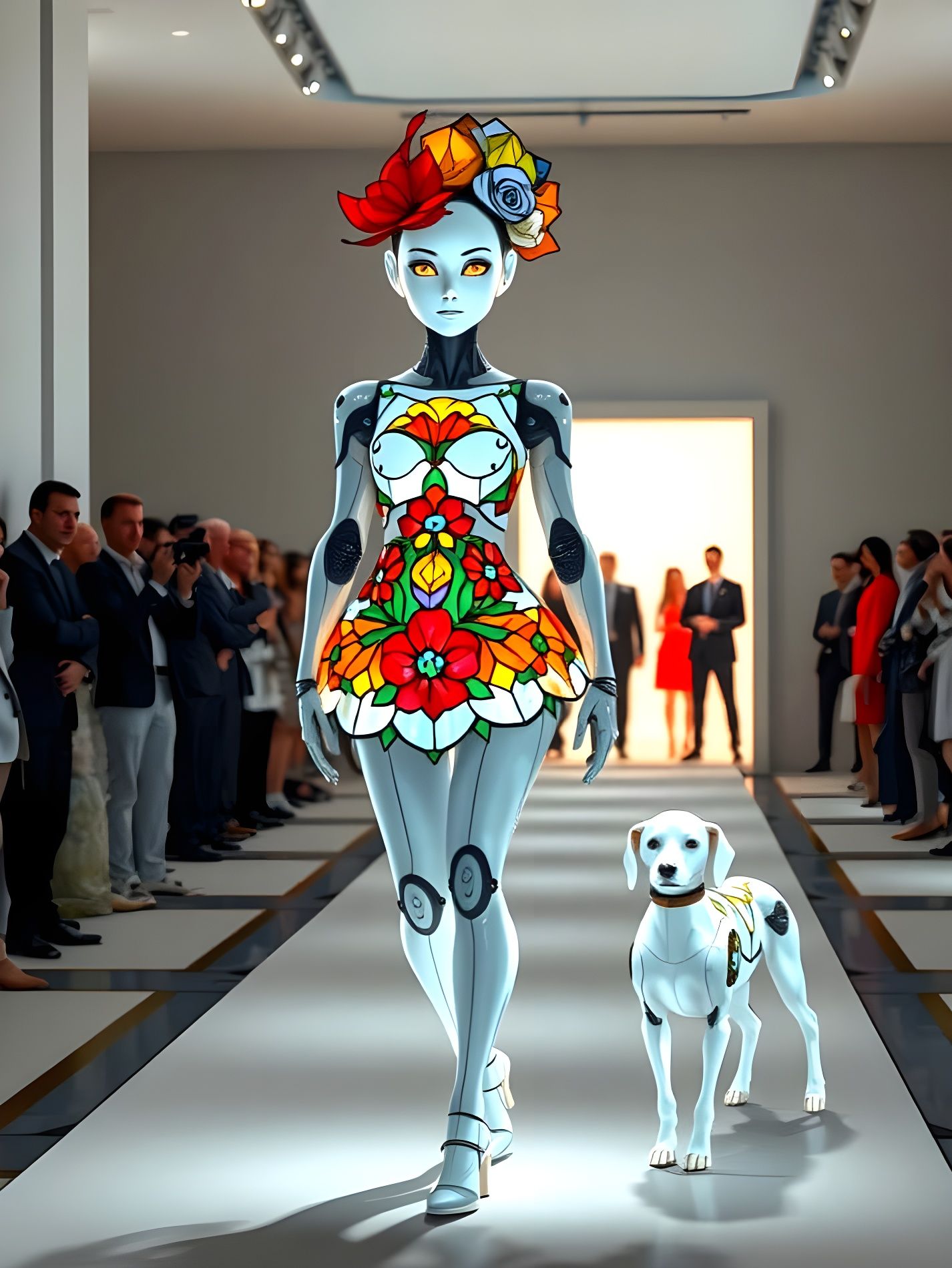 High-Fashion Robot Struts Down Catwalk in Radiant Whites