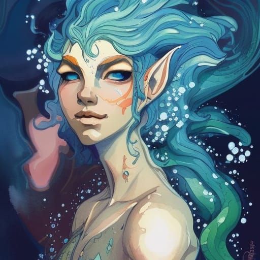 Detailed Gouache Painting of Muscular Elf Woman