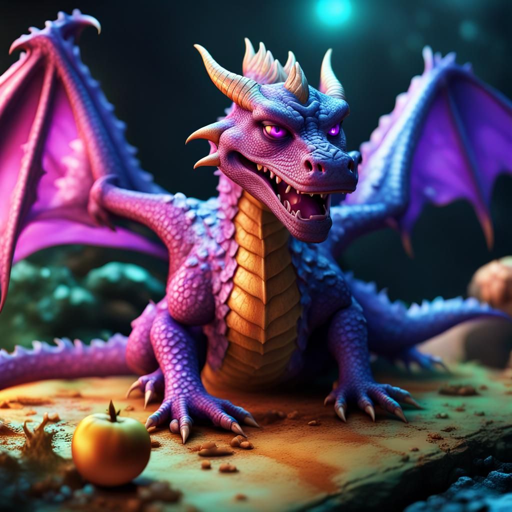 Friendly Cyberpunk Dragon in Glowwave Style