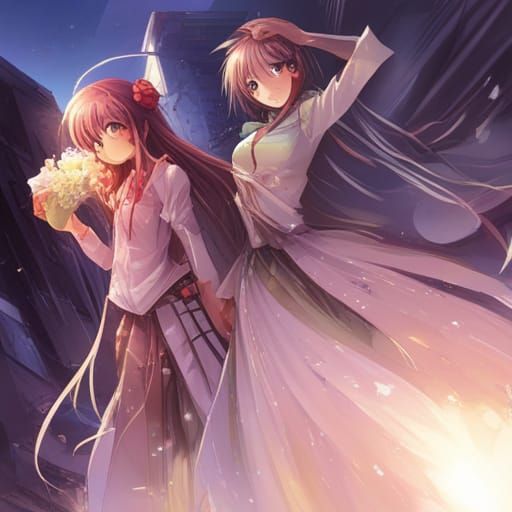 Anime princesses with dresses