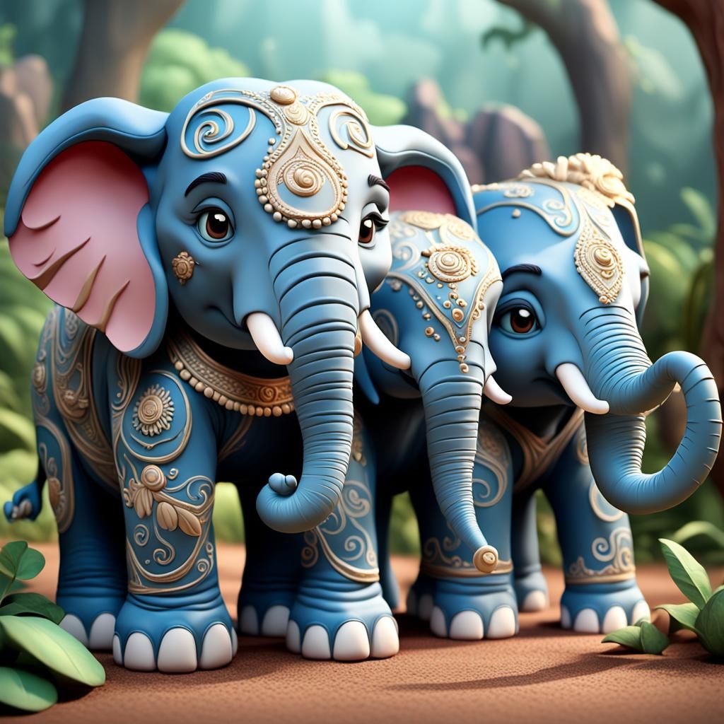 Whimsical majestic and gentle giants - Elephants