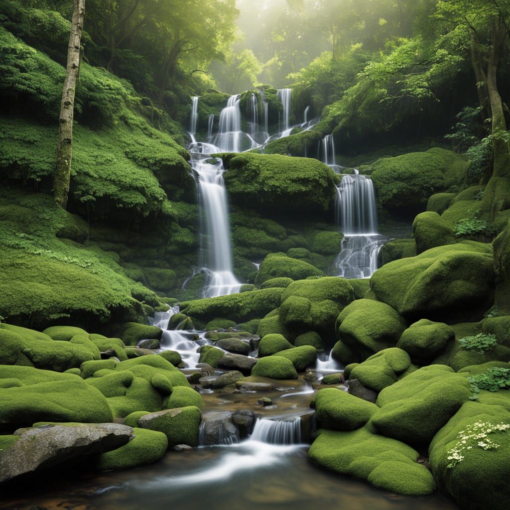 Misty Waterfall in a Secluded Paradise