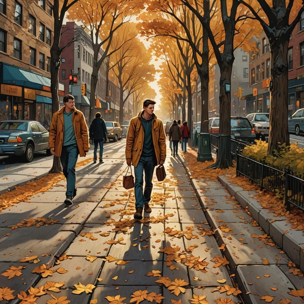 Autumn in New York: Comic Book Style Cityscape