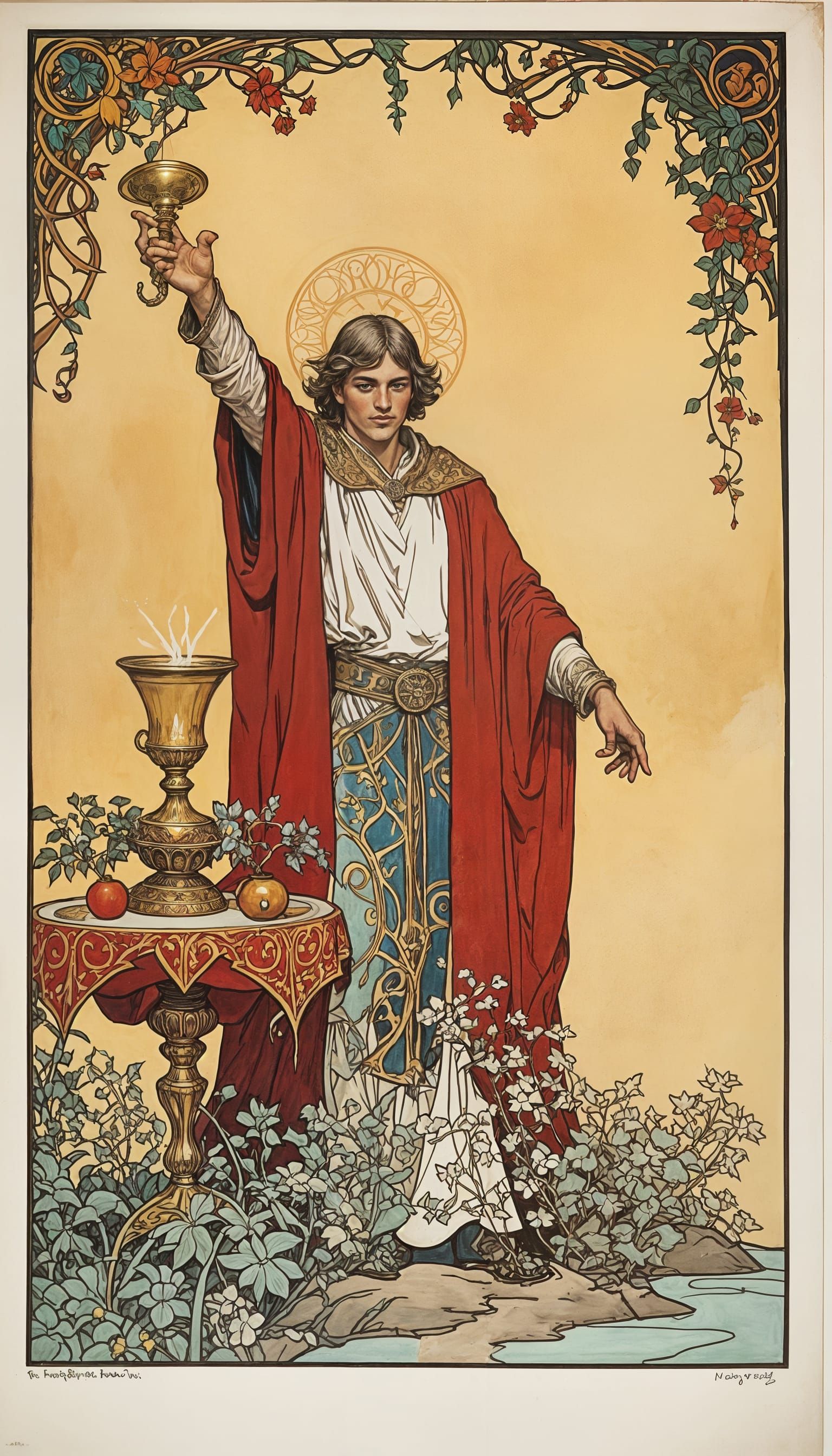 The Enchanted Magician in a Vibrant Mystical Realm