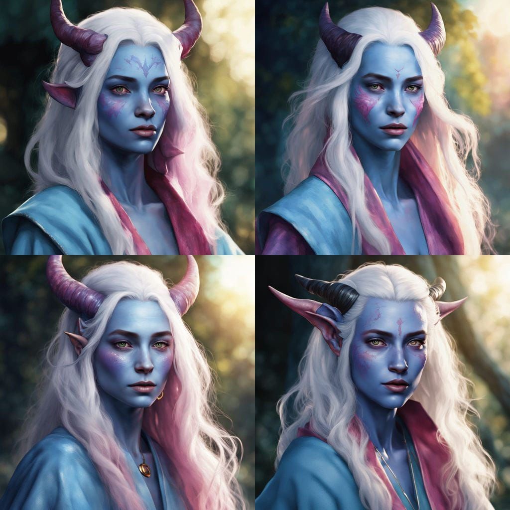 Tiefling Cleric Portrait with Broken Horns