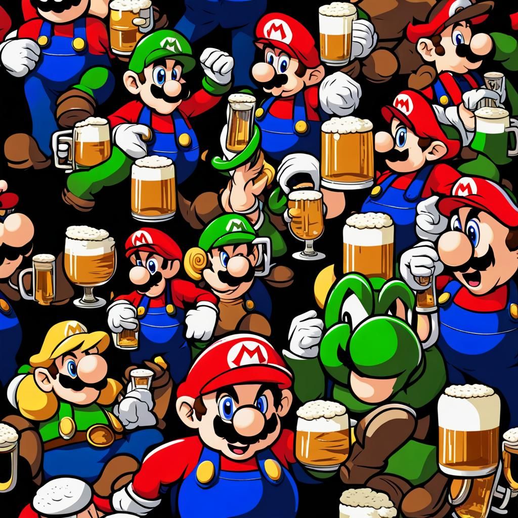 Super Mario Bros Drinking Beer
