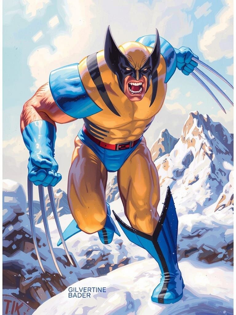 Furious Wolverine Sprinting Through Snow, Hyperrealistic Com...