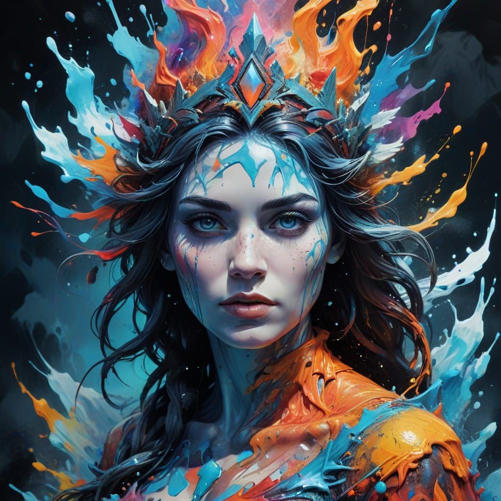 Ethereal Ice Queen Reigns Above Underwater Volcano in Vibran...