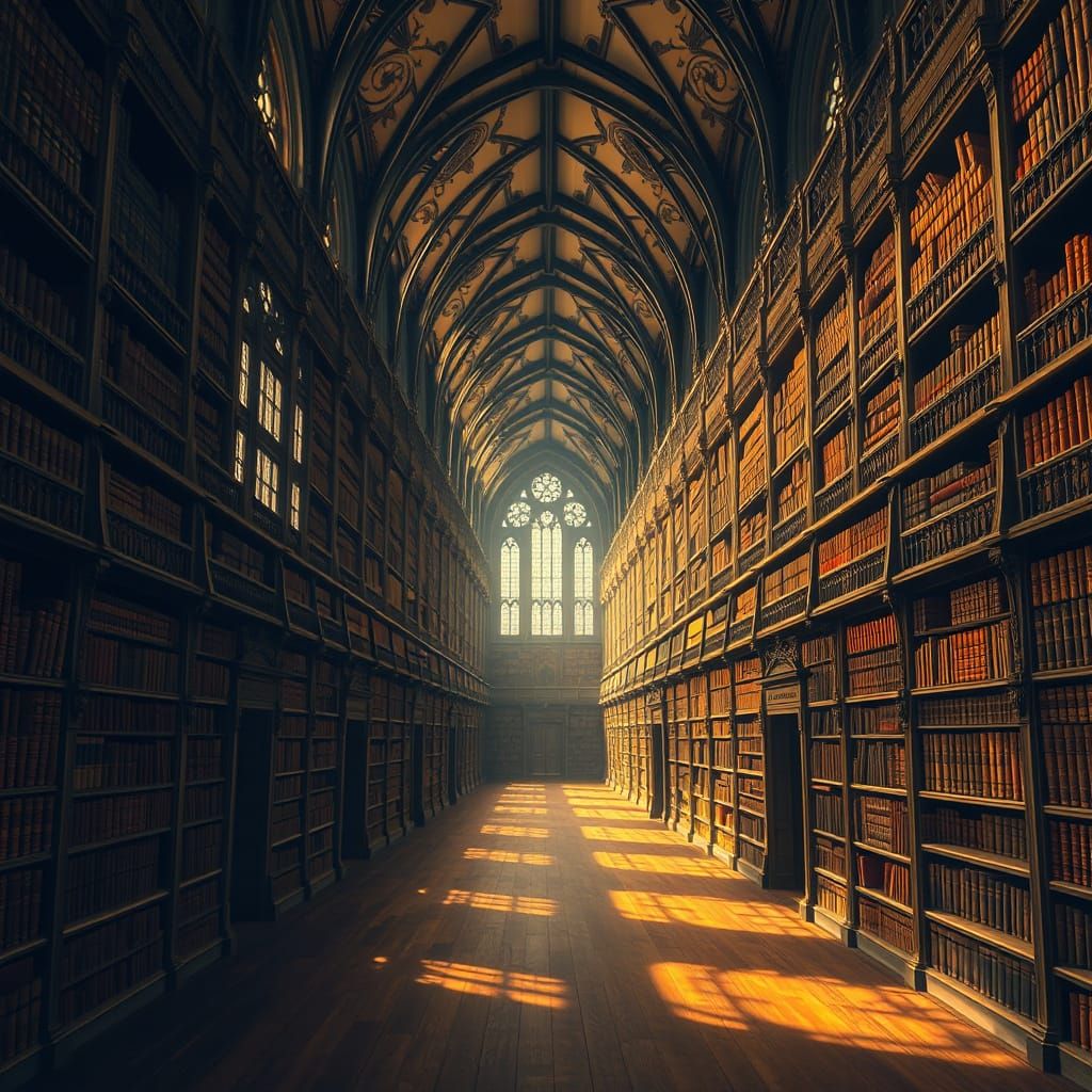 Majestic Library in Baroque Style