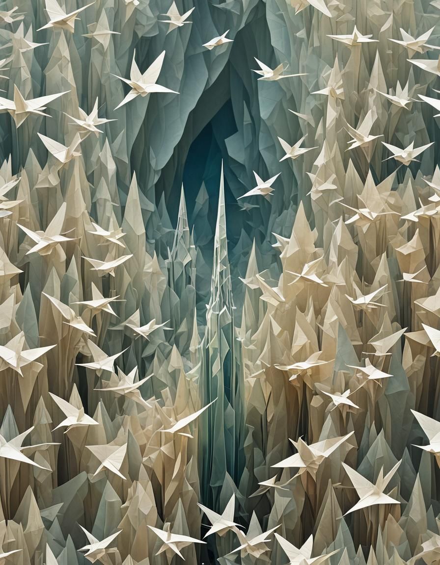 Prismatic Origami Sword Unfolding in Dreamscape