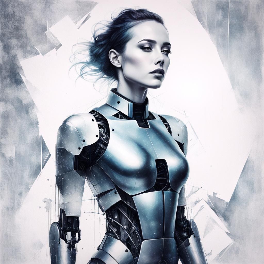 Robot Girl Portrait in Anna Dittman Style