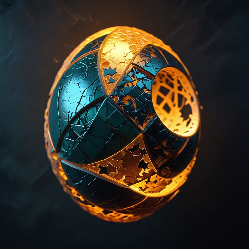 Glowing Glass Metal Fabric Tessellation Egg