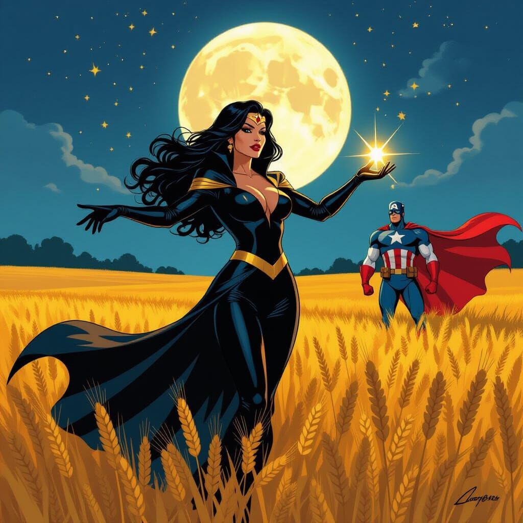 Zatanna Zatara casts a spell in a golden field