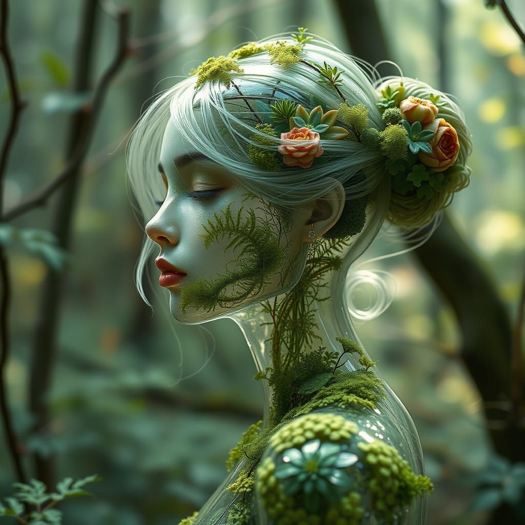 Ethereal Goddess in a Lush Forest