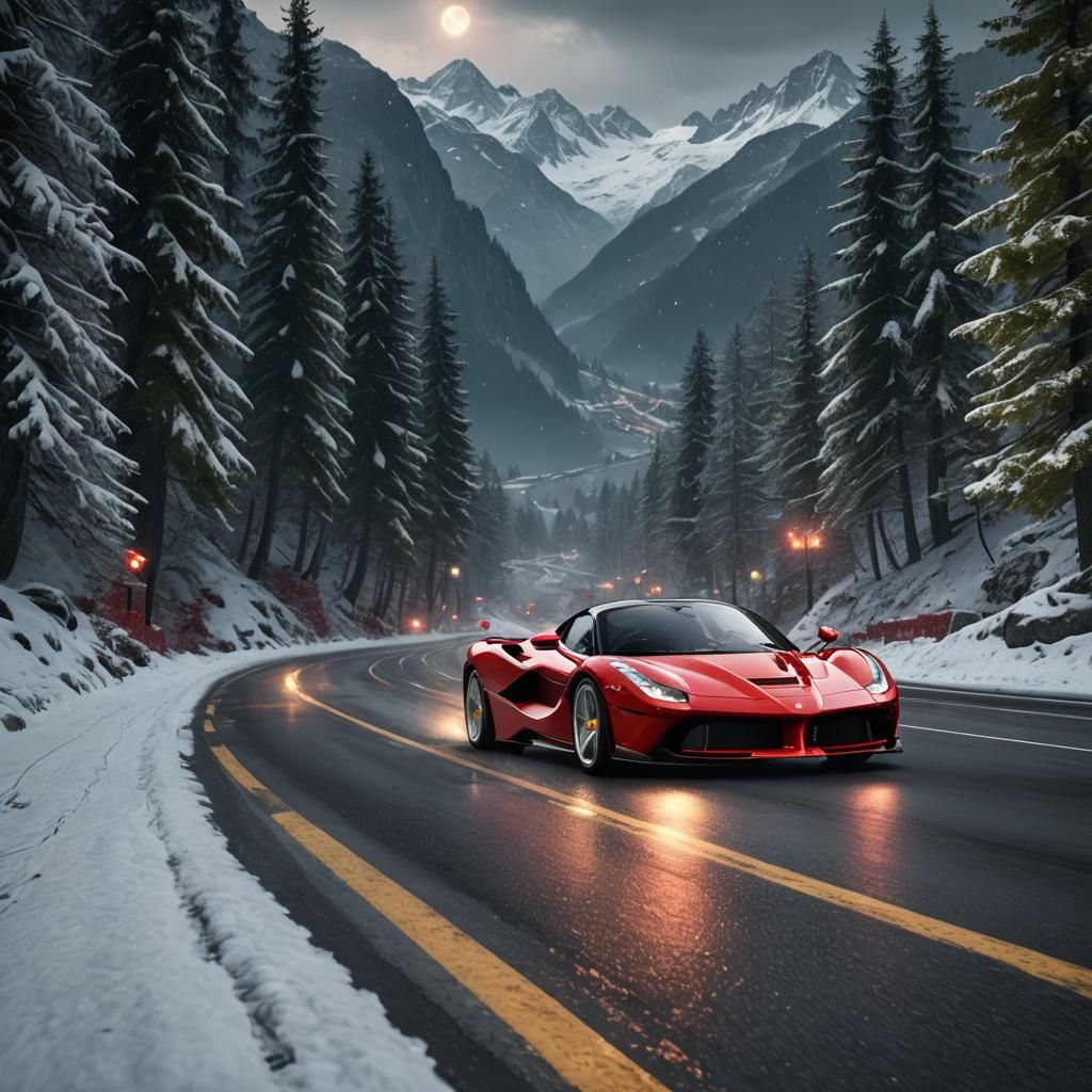La Ferrari in Swiss Alps: Digital Matte Painting