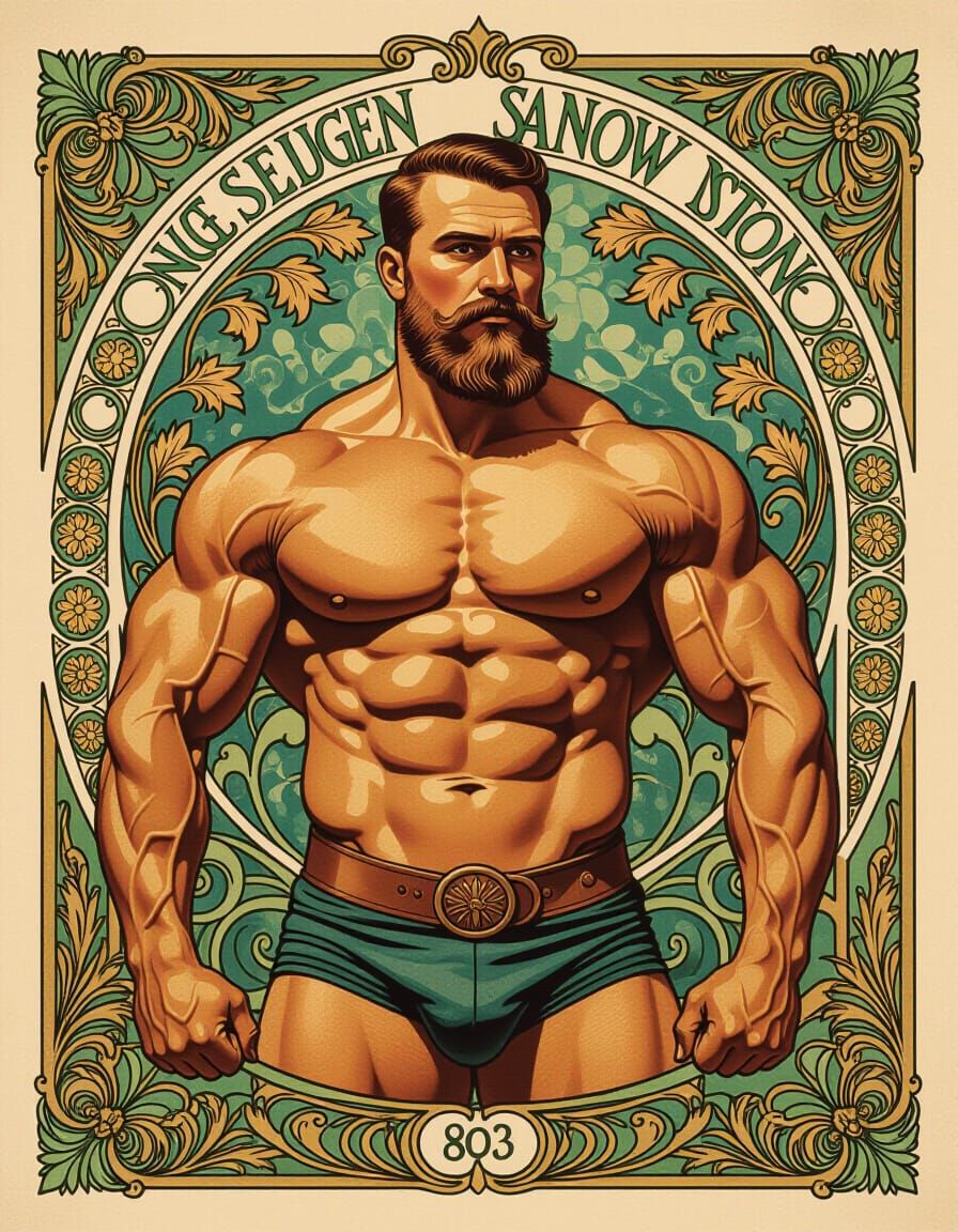 Eugen Sandow Strongman in Art Nouveau Style