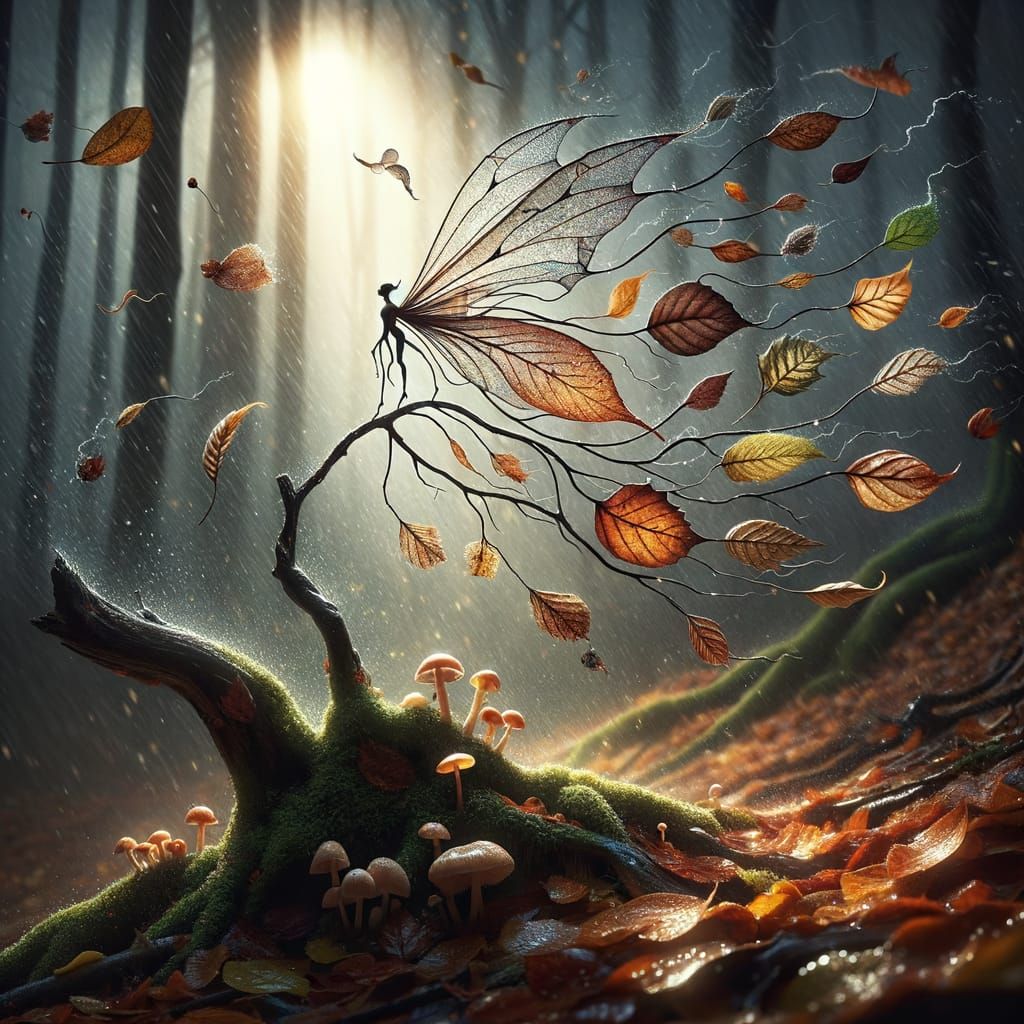 Wind Sprite Dancing in Autumn Gale