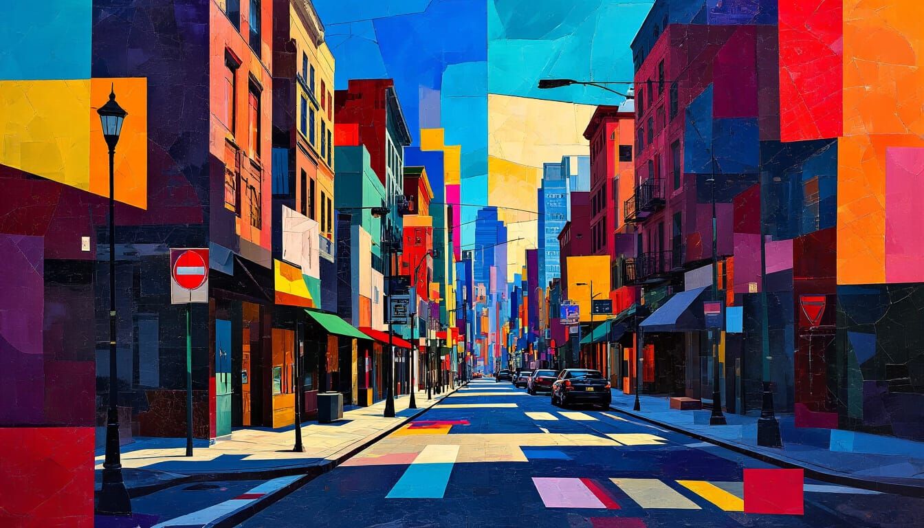 Urban Collage: Abstract Surrealist Street Corners
