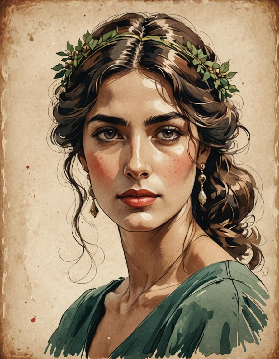 Illustration of an Italian Woman's Face