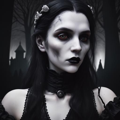 Gothic Model Portrait in Dracula's Tomb