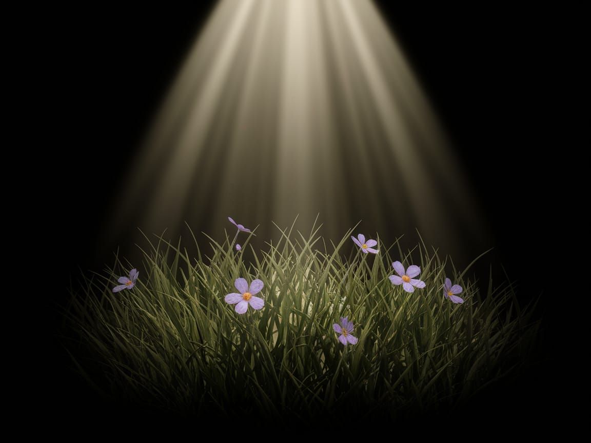 Surreal Nighttime Floral Scene in Photorealistic Style