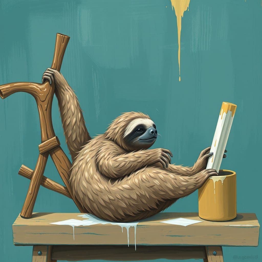 Sloth Observes Paint Drying in a Leisurely Manner