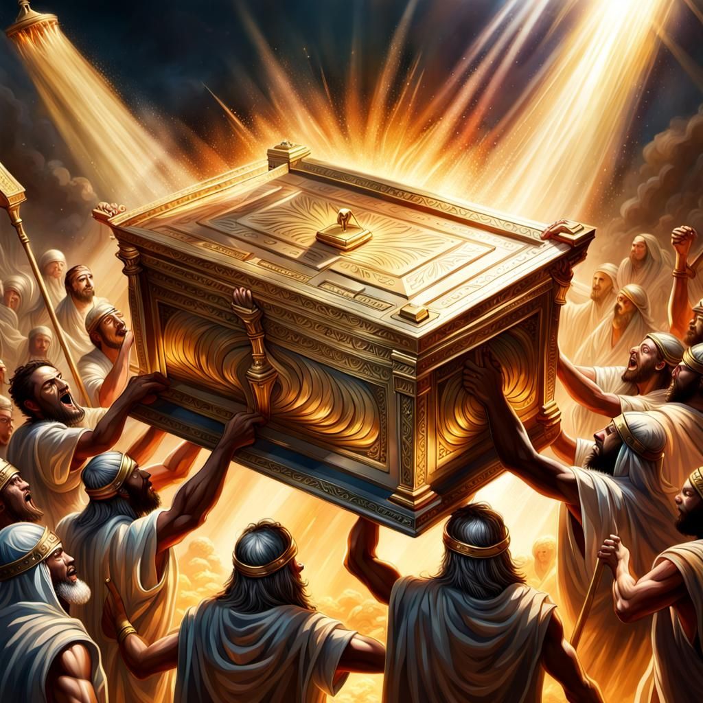 Hyperrealistic Biblical Battle Scene: Ark of the Covenant Ra...