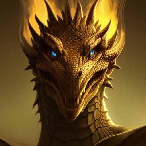Imposing Dragon Portrait with Fiery Eyes