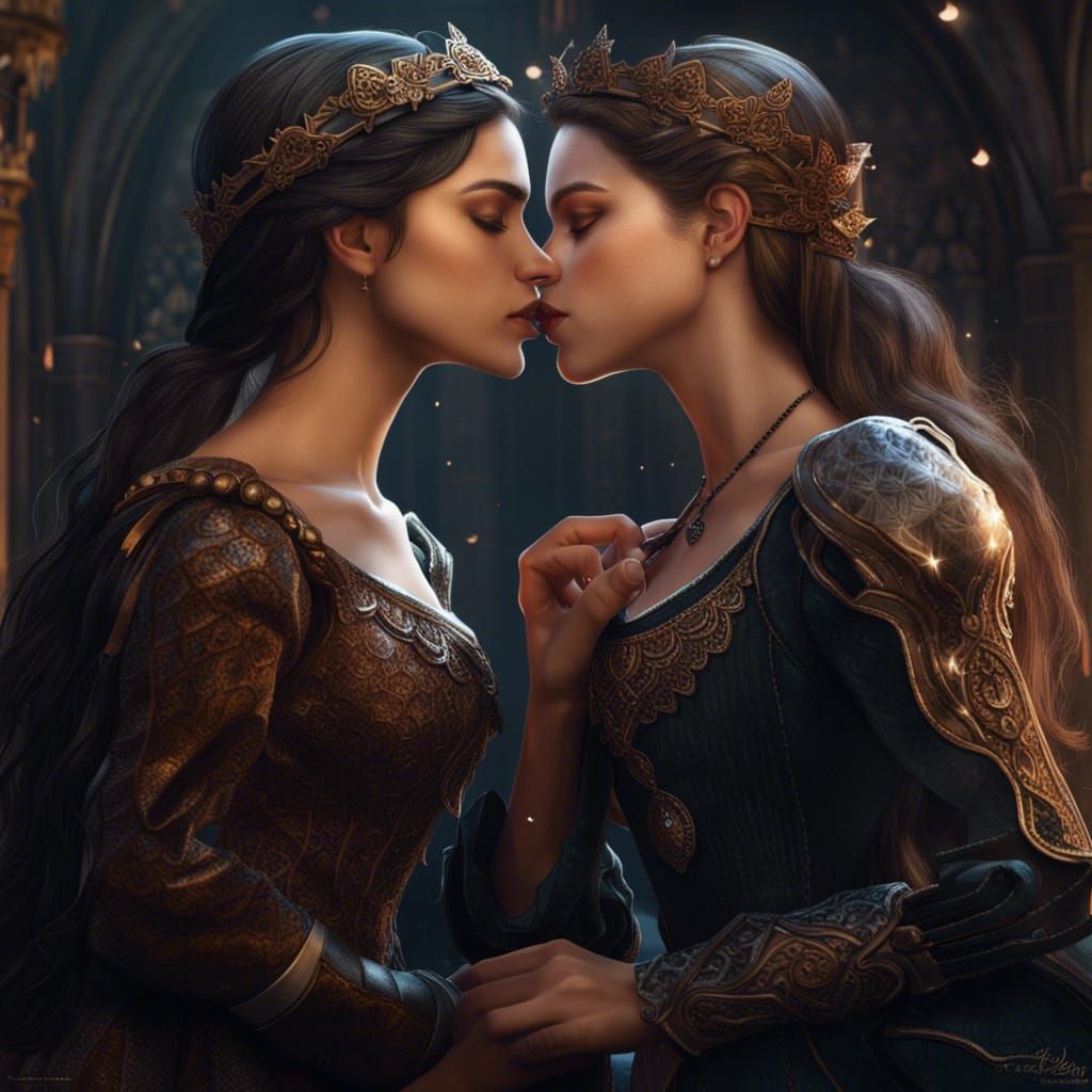 Fantasy Art: Medieval Princesses Kissing
