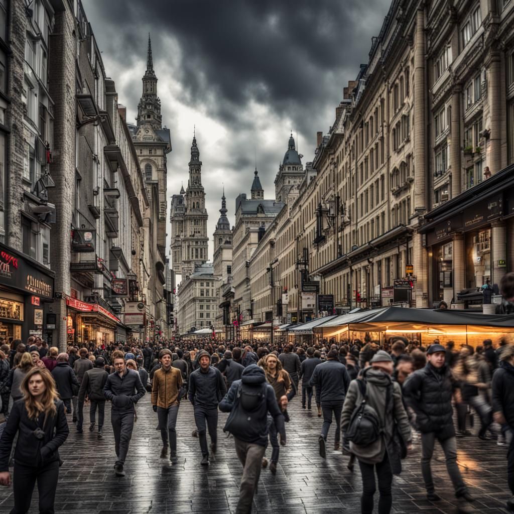 A bustling city centre.