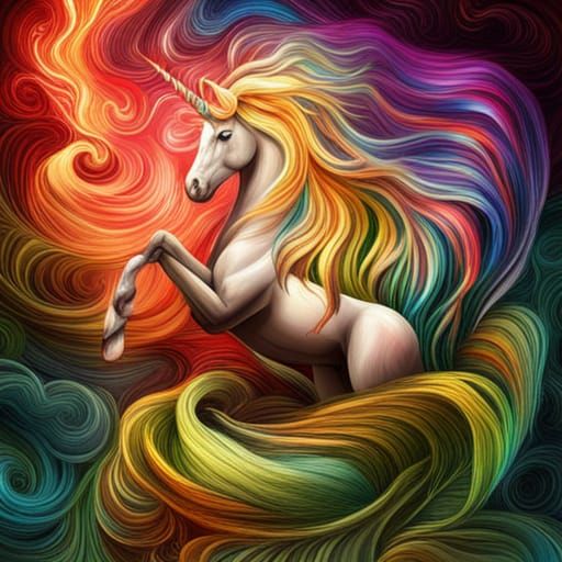 Rainbow Unicorn Holographic Astral Illustration