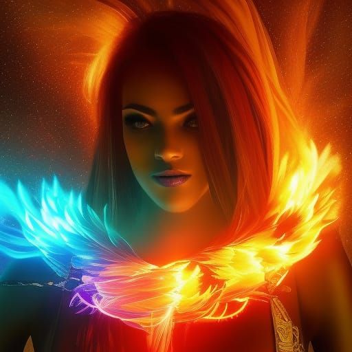 Rainbow Flames and Burning Flowers