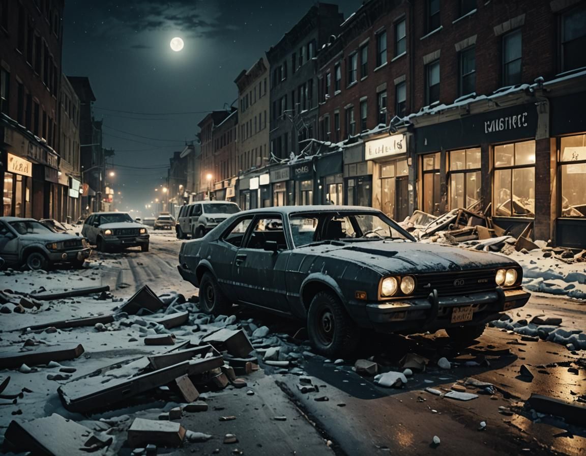 Epic Post-Apocalyptic Landscape in Cinematic Film Still Styl...