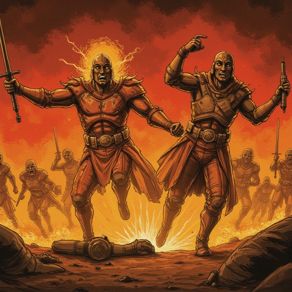 Joyful Damnation Impasto Painting at Sunset