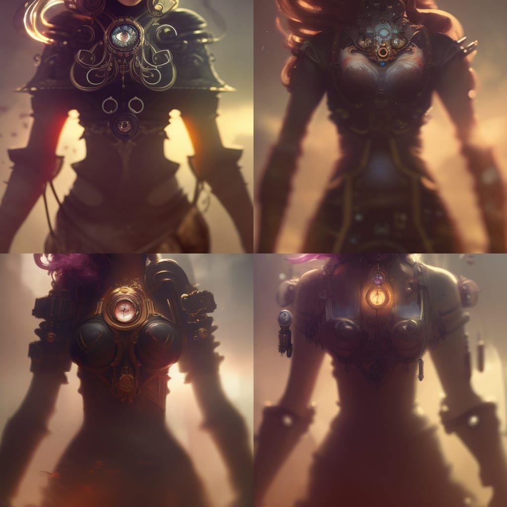 Steampunk Woman Portrait with Mechanical Octopus Armor