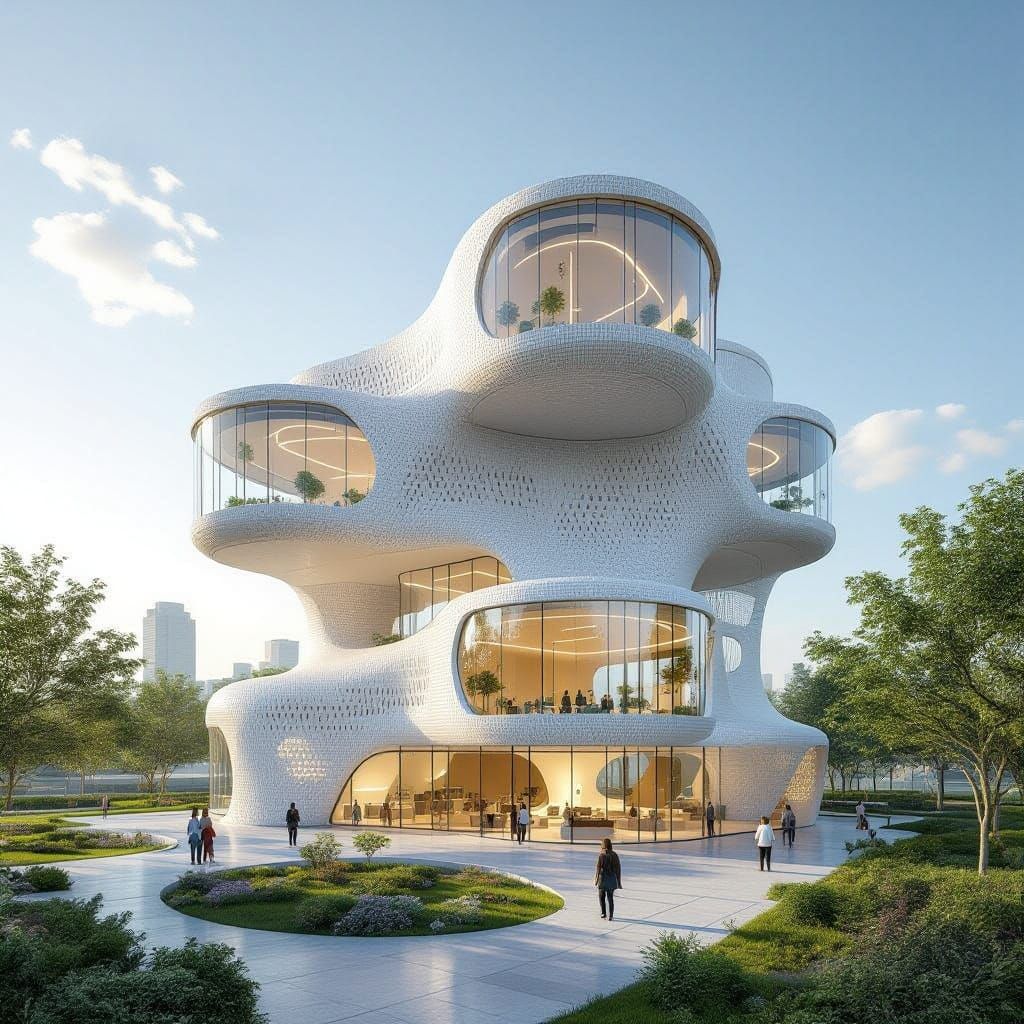 Futuristic Organic 3D Waved School Design