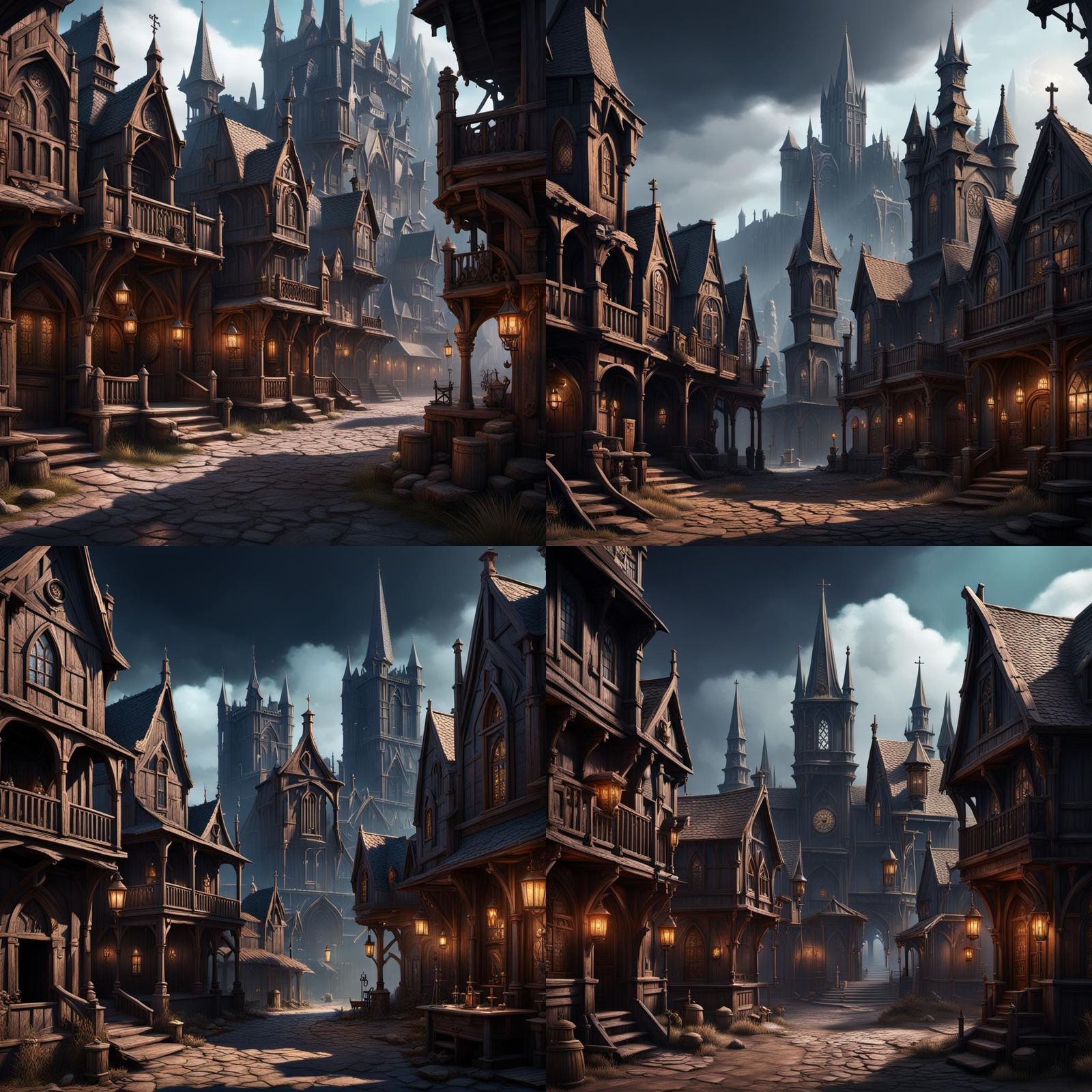 Gothic Western Town in Detailed Matte Painting