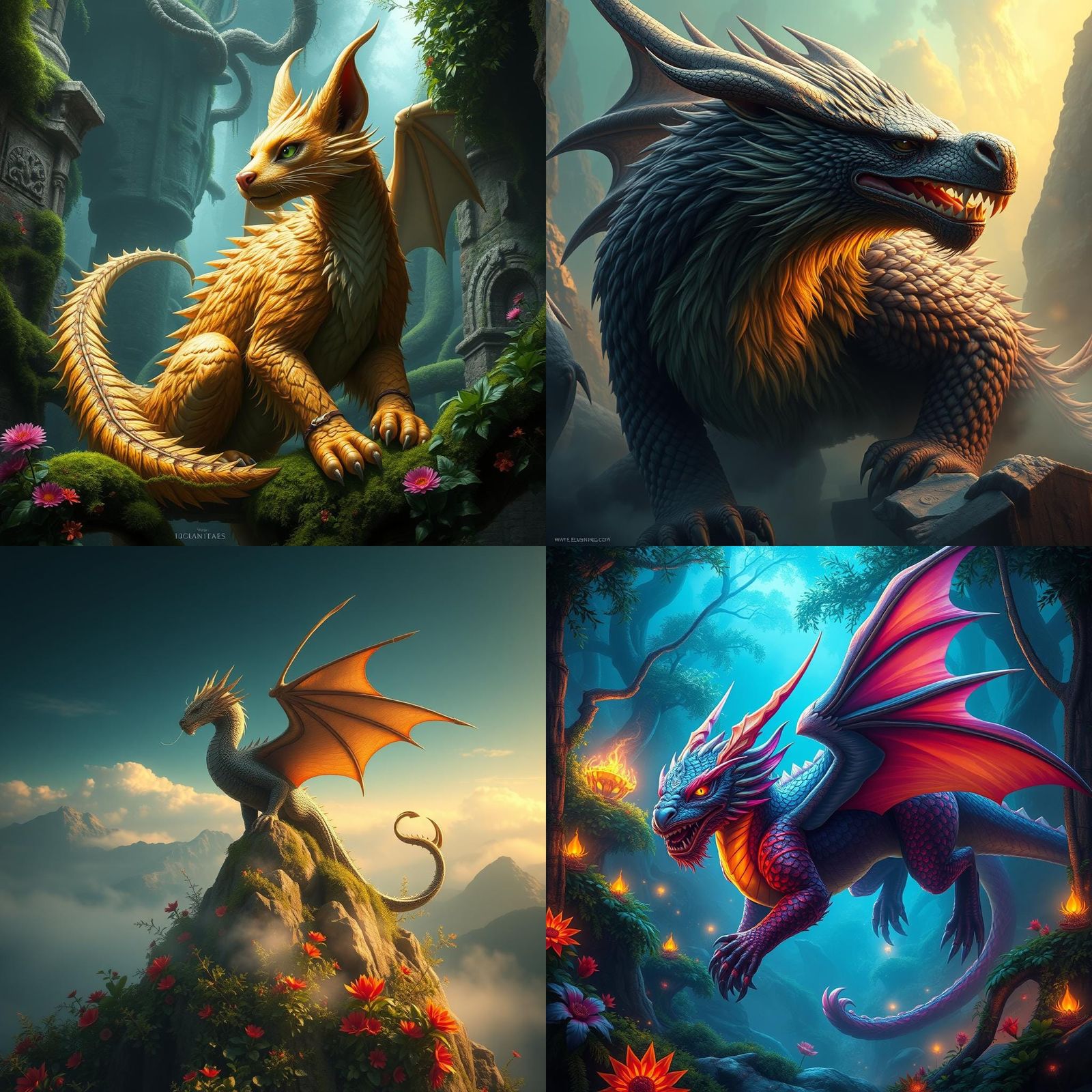 Bearcat Dragon Fantasy Concept Art in 8k