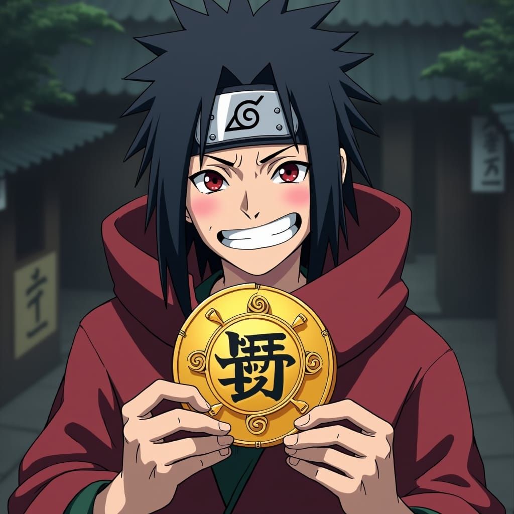 Itachi Uchiha Coin Portrait in Anime Style