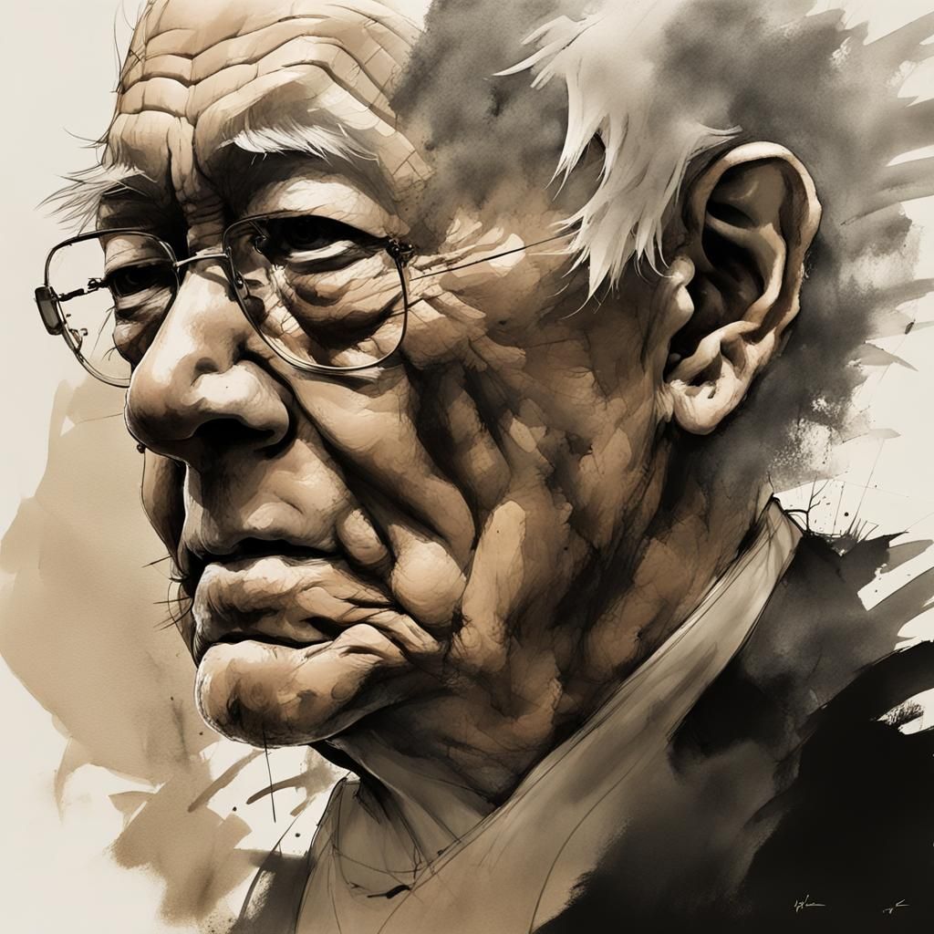 Elderly Person Portrait with 3D Brush Strokes