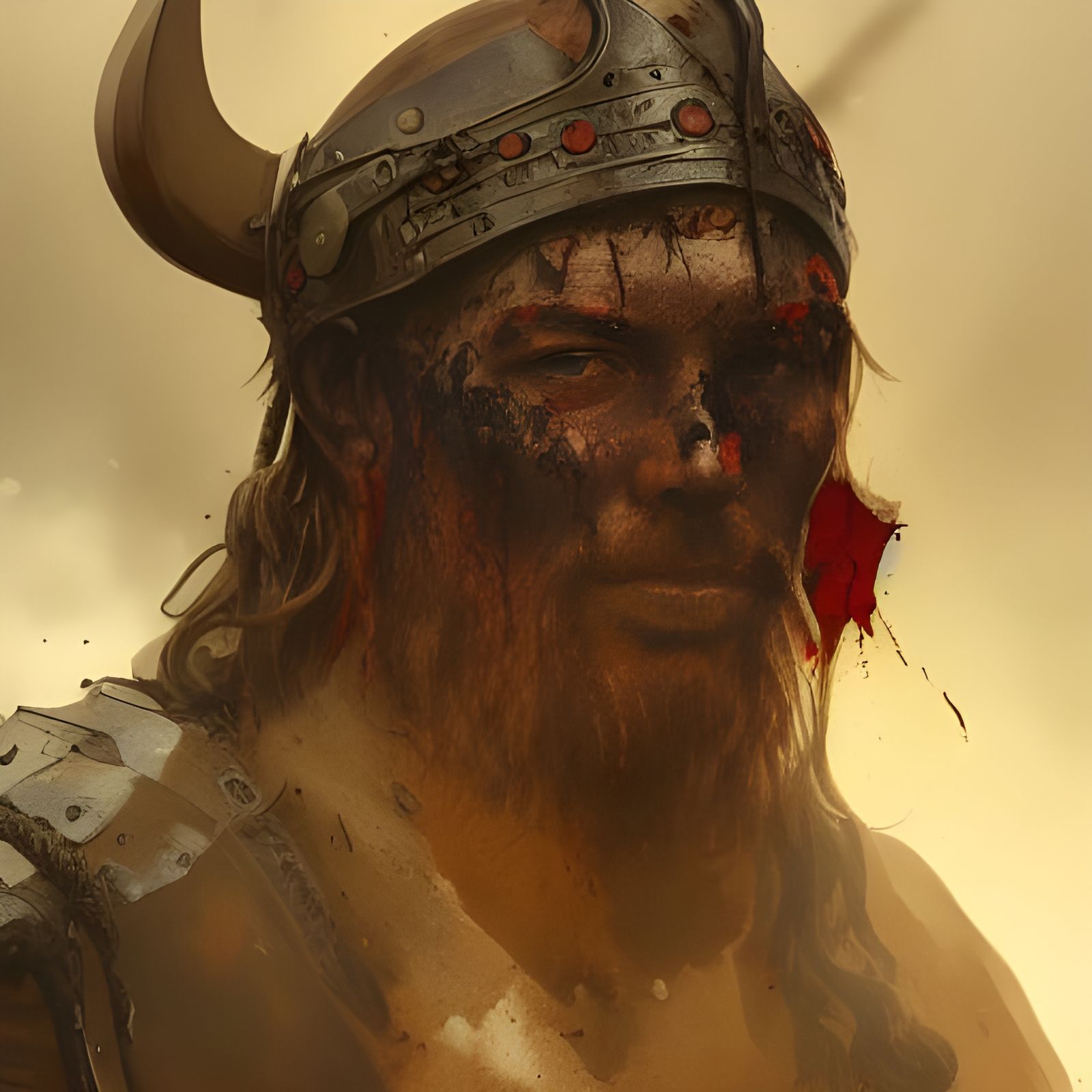Viking Warrior Shouting to Valhalla: Hyperrealistic Portrait
