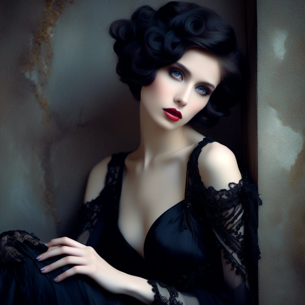 Elegant 1920s Noir Portrait in Gothic Style