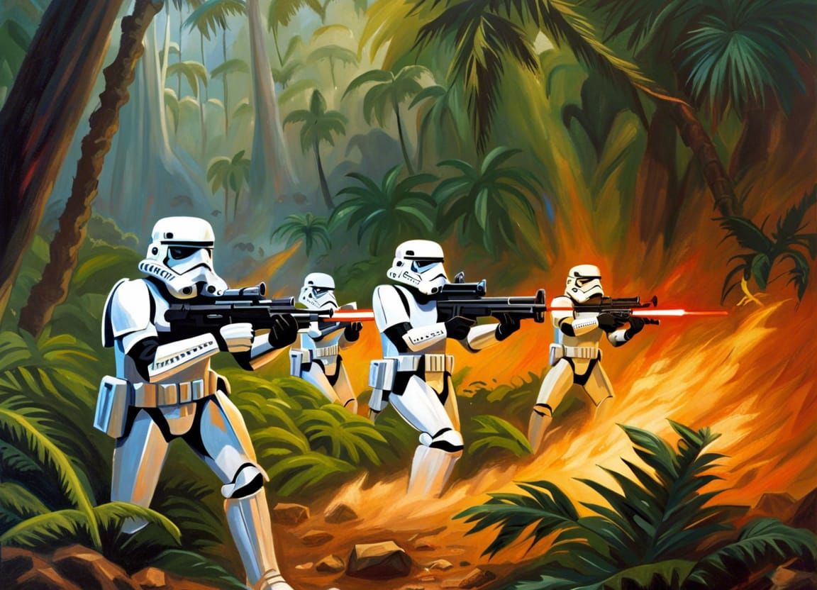Stormtroopers Fight Tau Empire: Oil Painting Battle