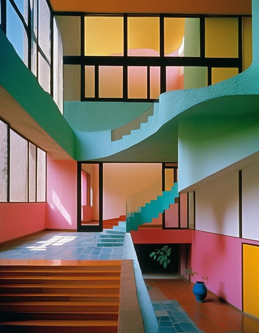 Luis Barragan-Inspired Interior with Glass Walls