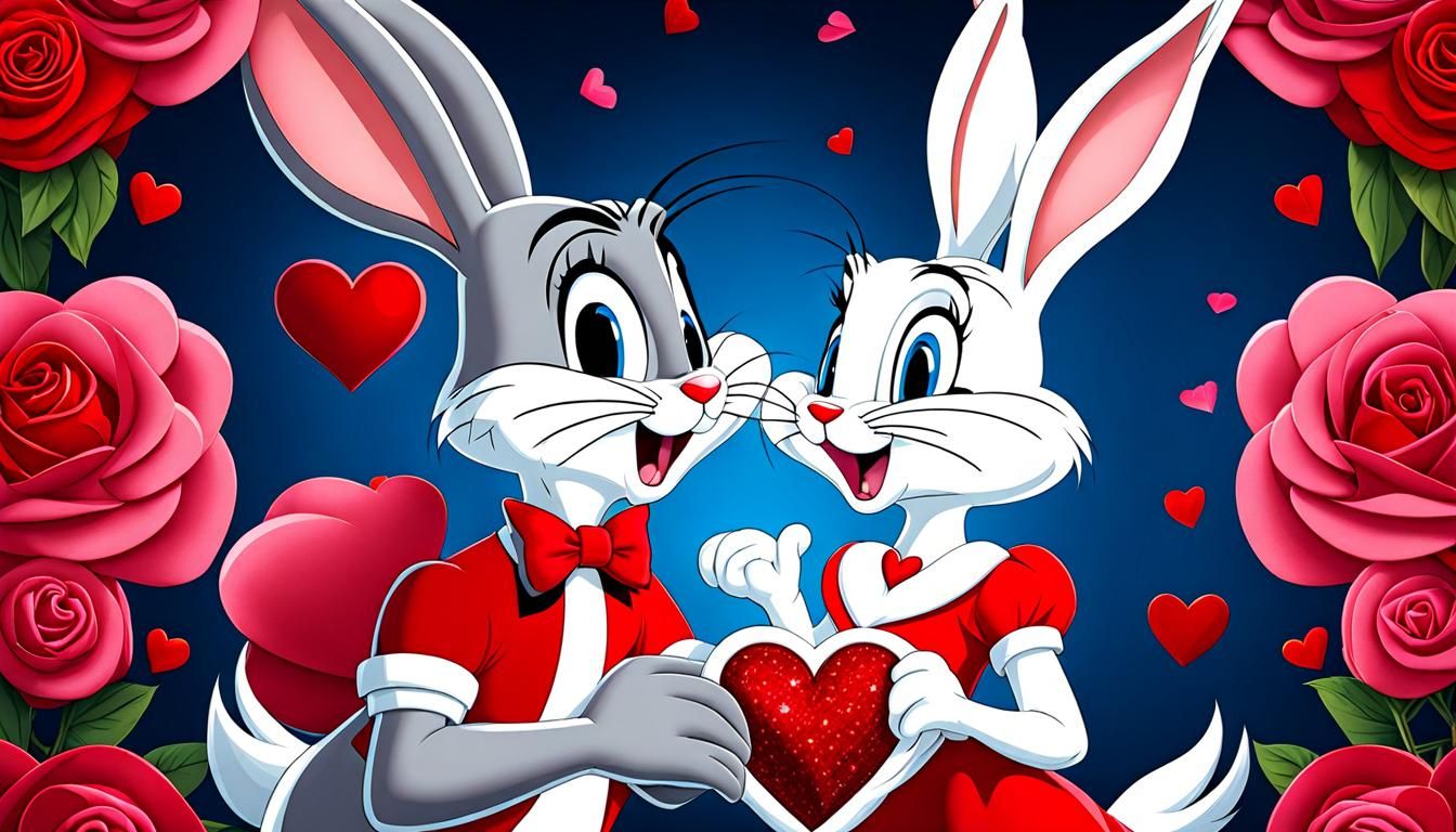 Bugs Bunny and Lola Bunny. Saint Valentine's Day.