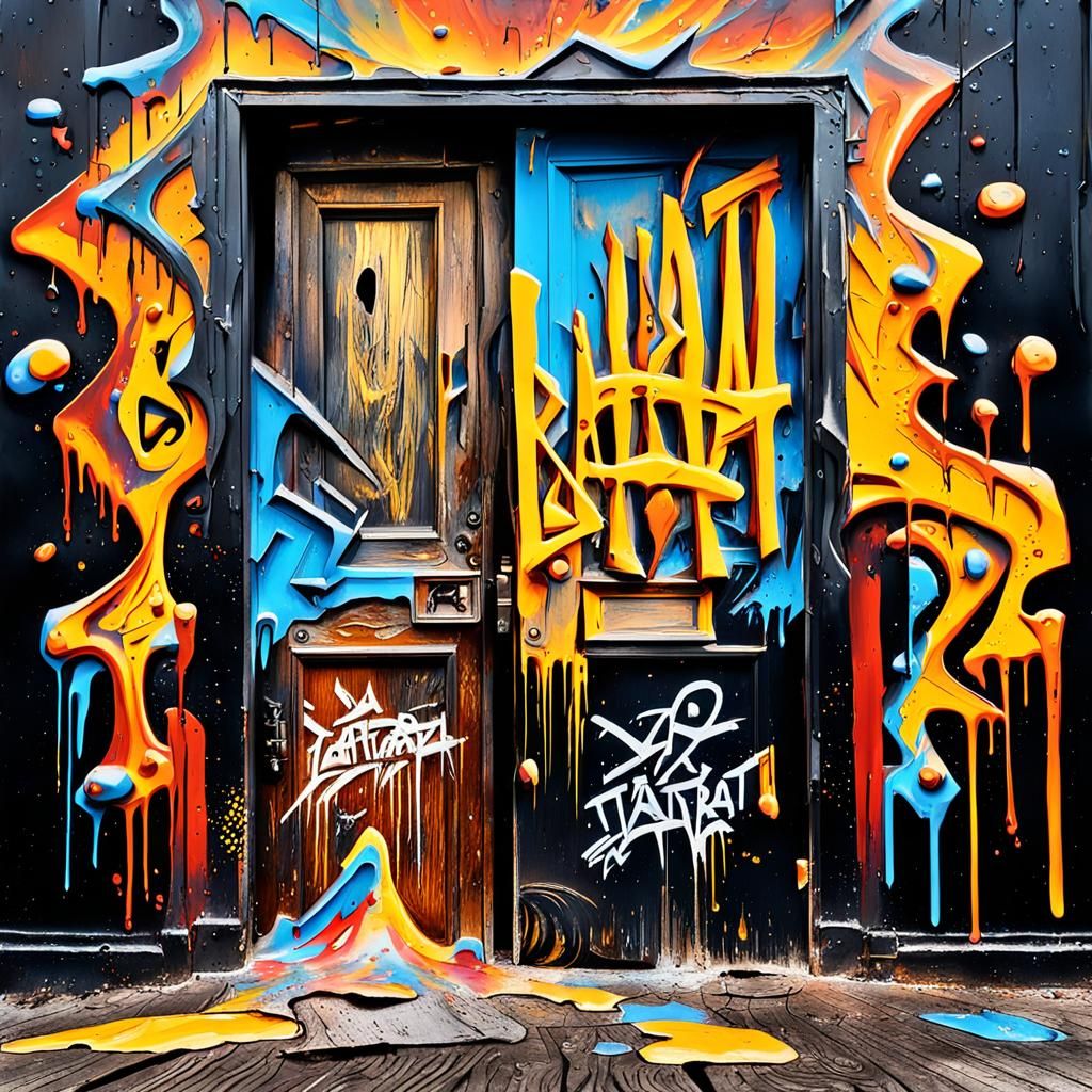 Explosive Graffiti Street Art in Polychromatic Style