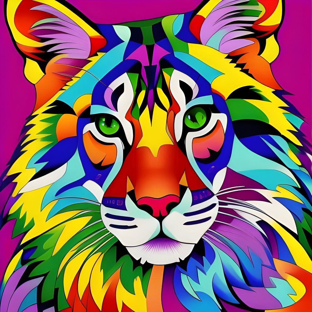 Stained Glass Cat Inspired by Art Nouveau