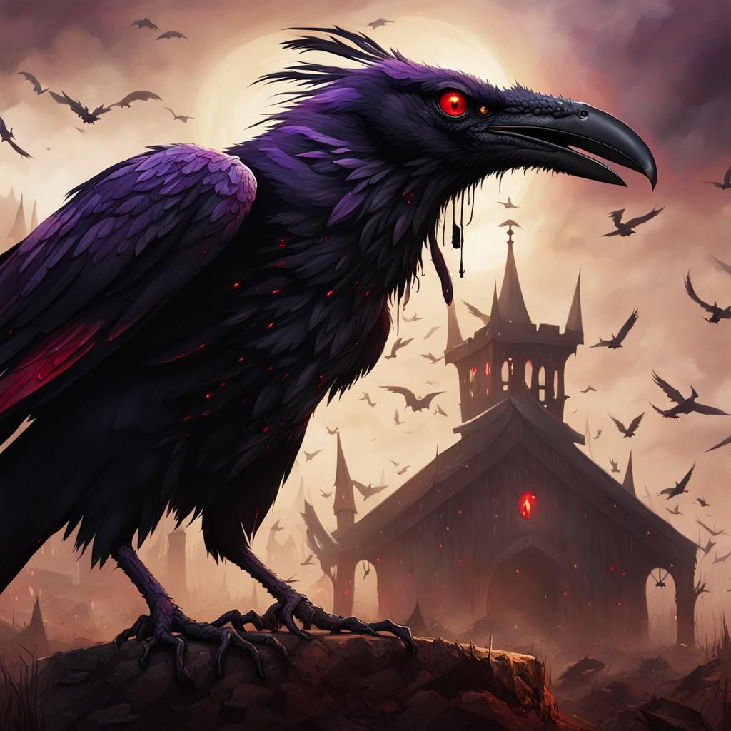 Demonic Crow Horror in Medieval Arena